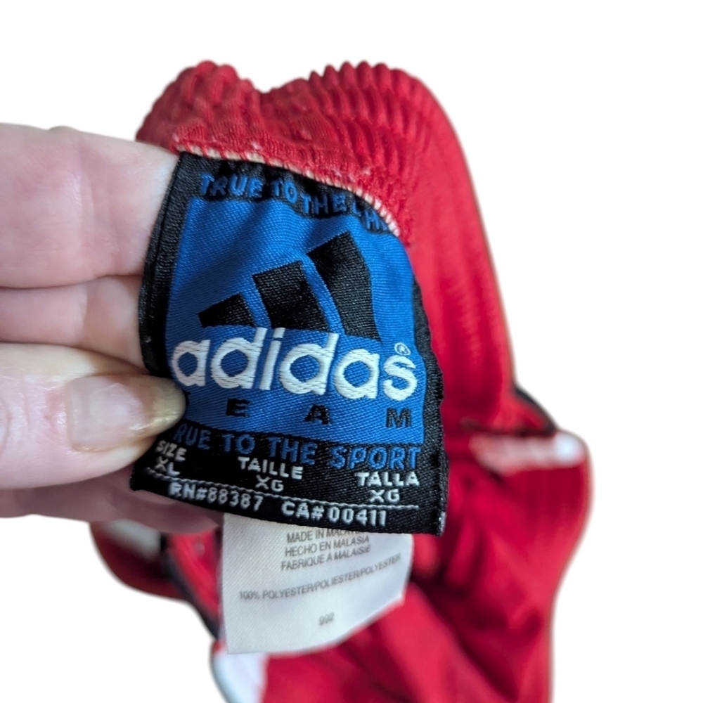 Vtg 90s Adidas Red/ Black Breakaway Retro basketball Nebraska Pants Sz XL - Picture 2 of 10